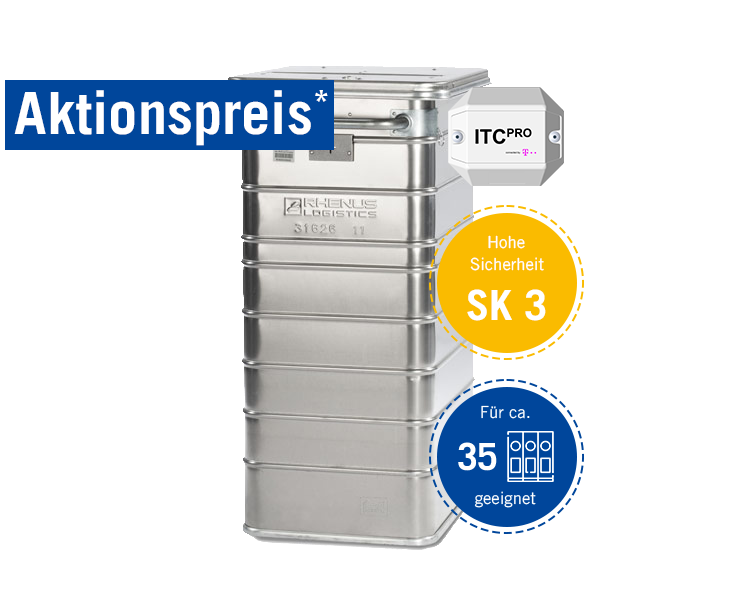 250 Liter Sicherheitsbehälter mit Füllstandssensor für die Aktenvernichtung nach Abholung in Schutzklasse 3